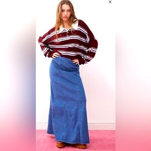 🆕 NWT Reclaimed Vintage denim maxi skirt in mid blue sz 10 100% cotton from ASOS